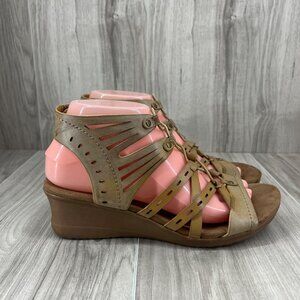 Baretraps Sandals Womens 8M Tipton Brown Hook and Loop Wedge Shoes